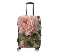 JTKBNVM Housse de bagage vintage rose approuvée par la TSA - Housse élastique lavable - Housse de protection anti-rayures pour valise de 48,3 à 76,2 cm, blanc, L