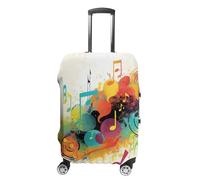 JTKBNVM Housses de bagage sur le thème de la musique abstraite, approuvées par la TSA - Housse de bagage élastique lavable - Housse de protection anti-rayures pour valise de 48,3 à 76,2 cm, blanc, S