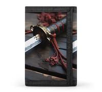 JTKBNVM Knife on The Floor - Portefeuille à trois volets pour homme et femme - Portefeuille fin à trois volets avec poche avant | Portefeuille polyvalent avec 8 porte-cartes de crédit, style, taille