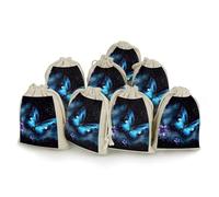 JTKBNVM Lot de 8 sacs en mousseline avec cordon de serrage Motif galaxie Bleu