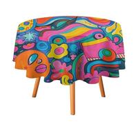 JTKBNVM Nappe de table de style hippie graffiti - Nappe ronde imperméable - Nappe de table de pique-nique - Nappe de table à manger - Nappe de fête - Nappe lavable - 91,4 x 91,4 cm