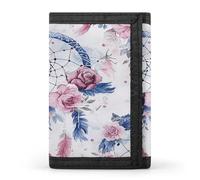 JTKBNVM Peach Dream Catcher Portefeuille à trois volets pour homme et femme Portefeuille fin à trois volets avec poche avant | Portefeuille polyvalent avec 8 porte-cartes de crédit, style, taille