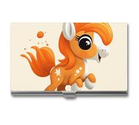 JTKBNVM Porte-cartes de visite pour homme et femme - Joli sac à cartes de visite en métal - Style poney orange - Taille unique, Style :, Taille unique