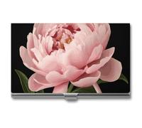 JTKBNVM Porte-cartes de visite pour homme et femme - Pivoine - En métal - Avec boucle - Style : aluminium - Taille unique, Style :, Taille unique