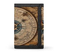 JTKBNVM Portefeuille à trois volets avec boussole et carte du monde pour homme et femme - Portefeuille fin à trois volets avec poche avant | Portefeuille polyvalent avec 8 porte-cartes de crédit,