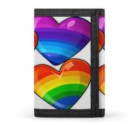 JTKBNVM Portefeuille à trois volets pour homme et femme Motif cœurs Gay Pride arc-en-ciel Portefeuille fin à trois volets avec poche avant | Portefeuille polyvalent avec 8 porte-cartes de crédit,