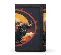 JTKBNVM Portefeuille à trois volets Wild American Bison Mountains pour homme et femme, portefeuille fin pour homme et femme, portefeuille à trois volets avec poche avant | Portefeuille polyvalent avec