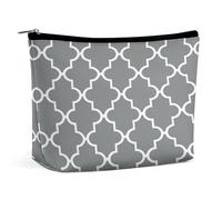 JTKBNVM Quatrefoil Trousse de maquillage grise pour femme - Imperméable - Portable - Trousse de toilette de voyage - Grande trousse de maquillage portable pour le travail, style - Taille unique, Style