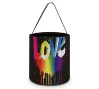JTKBNVM Sac fourre-tout d'Halloween pour homme et femme - Motif Love Is Love - Sacs à bonbons réutilisables - Style seau à bonbons - Taille unique, Style :, Taille unique