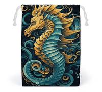 JTKBNVM Sacs en mousseline de coton à motif hippocampe bleu avec cordon de serrage, sacs cadeaux de Noël, sacs cadeaux en tissu, pochette à bijoux avec cordon de serrage, 1 pièce