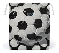 JTKBNVM Sacs en mousseline de coton avec cordon de serrage en forme de ballon de football noir et blanc, sacs cadeaux de Noël, sacs cadeaux en tissu, pochette à bijoux, sacs à cordon de serrage, 1