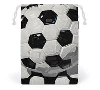 JTKBNVM Sacs en mousseline de coton avec cordon de serrage en forme de ballon de football noir et blanc, sacs cadeaux de Noël, sacs cadeaux en tissu, pochette à bijoux, sacs à cordon de serrage, 1
