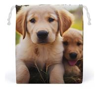 JTKBNVM Sacs en mousseline de coton avec cordon de serrage en forme de chiot Golden Retriever, sacs cadeaux de Noël, sacs cadeaux en tissu, pochette à bijoux avec cordon de serrage, 1 pièce