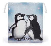 JTKBNVM Sacs en mousseline de coton avec cordon de serrage « I Love Penguins » - Sacs cadeaux de Noël en toile - Sacs cadeaux en tissu avec cordon de serrage - Pochettes à bijoux - 1 pièce