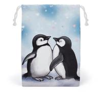 JTKBNVM Sacs en mousseline de coton avec cordon de serrage « I Love Penguins » - Sacs cadeaux de Noël en toile - Sacs cadeaux en tissu avec cordon de serrage - Pochettes à bijoux - 1 pièce