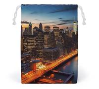 JTKBNVM Sacs en mousseline de coton avec cordon de serrage Motif paysage de New York Sacs cadeaux de Noël Sacs cadeaux en tissu Pochette à bijoux Pochette à cordon 1 pièce