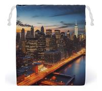 JTKBNVM Sacs en mousseline de coton avec cordon de serrage Motif paysage de New York Sacs cadeaux de Noël Sacs cadeaux en tissu Pochette à bijoux Pochette à cordon 1 pièce