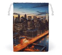 JTKBNVM Sacs en mousseline de coton avec cordon de serrage Motif paysage de New York Sacs cadeaux de Noël Sacs cadeaux en tissu Pochette à bijoux Pochette à cordon 1 pièce