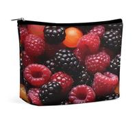 JTKBNVM Trousse de maquillage à motif fruits noirs et rouges pour femme - Imperméable - Portable - Trousse de toilette de voyage - Grande pochette de maquillage portable pour le travail, style, taille