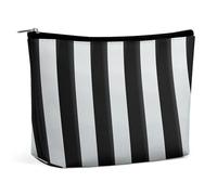 JTKBNVM Trousse de maquillage à rayures noires et blanches pour femme - Trousse de maquillage portable - Sac de rangement - Grande pochette de maquillage portable pour le travail, style, taille