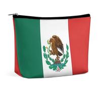 JTKBNVM Trousse de maquillage avec drapeau du Mexique pour femme - Imperméable - Portable - Trousse de toilette de voyage - Grande pochette de maquillage portable pour le travail, style - Taille