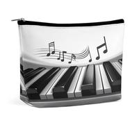 JTKBNVM Trousse de maquillage avec symbole de musique piano pour femme - Étanche - Portable - Trousse de toilette de voyage - Grande pochette de maquillage portable pour le travail, style, taille