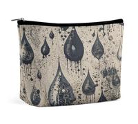 JTKBNVM Trousse de maquillage noire avec motif goutte d'eau pour femme - Trousse de maquillage portable - Sac de rangement - Grande pochette de maquillage portable pour le travail, style, taille