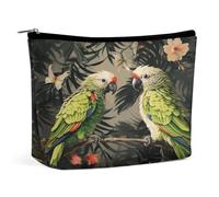 JTKBNVM Trousse de maquillage pour couple de perroquets olives pour femme - Imperméable - Portable - Trousse de toilette de voyage - Grande pochette de maquillage portable pour le travail, style,