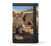 JTKBNVM Two Little Cats Portefeuille à trois volets pour homme et femme Portefeuille fin à trois volets avec poche avant | Portefeuille polyvalent avec 8 porte-cartes de crédit, style, taille unique,