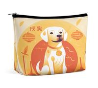 JTKBNVM Une trousse de maquillage avec chien assis pour femme - Étanche - Portable - Trousse de toilette de voyage - Grande pochette de maquillage portable pour le travail, style, taille unique, Style