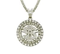 jtkhaweh Collier Pendentif Argent Bijoux Hommes Femmes Necklace Hip Hop Collier Pendentif Dollar Rotatif 银色(转动美元)