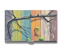 JTKLQBN Étui fin en métal pour cartes de visite avec branches mouchetées, porte-cartes de visite et de Noël, pour homme et femme, personnel d'affaires, Branches mouchetées, 3.7 x 2.2 x 0.3 Inches,