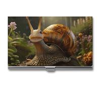 JTKLQBN Étui fin en métal pour cartes de visite avec escargot de dessin animé, porte-cartes de visite professionnel, porte-cartes de Noël pour homme et femme, personnel d'affaires, Escargot dessin