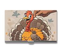 JTKLQBN Étui fin en métal pour cartes de visite avec inscription « Don't Scratch The Turkey » - Organiseur professionnel pour cartes de visite et cartes de Noël - Pour homme et femme - Personnel