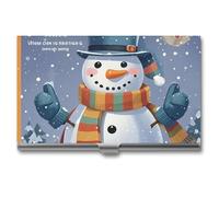 JTKLQBN Étui fin en métal pour cartes de visite avec inscription « Happy Work » - Organiseur professionnel pour cartes de visite - Porte-cartes de Noël pour homme et femme - Personnel d'affaires,