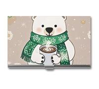 JTKLQBN Étui fin en métal pour cartes de visite avec motif ours qui a peur du froid - Porte-cartes de visite professionnel pour homme et femme - Personnel d'affaires, Ours qui a peur du froid, 3.7 x