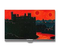 JTKLQBN Étui fin en métal pour cartes de visite gothique, maison fantôme imprimé, porte-cartes de visite professionnel, porte-cartes de Noël, pour homme et femme, personnel d'affaires, Maison fantôme