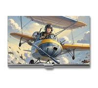 JTKLQBN Étui fin en métal pour cartes de visite Motif avions mouches animaux courir Porte-cartes de visite professionnel pour homme femme personnel d'affaires, Avions Fly Animaux Course, 3.7 x 2.2 x