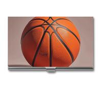 JTKLQBN Étui fin en métal pour cartes de visite - Orange - Imprimé basketball - Organisateur de cartes de visite professionnel - Porte-cartes de Noël pour homme et femme - Personnel d'affaires, Ballon