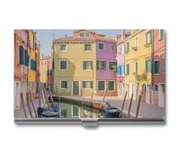 JTKLQBN Étui fin en métal pour cartes de visite Ville vénitienne - Porte-cartes de visite professionnel - Pour homme et femme - Personnel d'affaires - Ville vénitienne - 9,4 x 5,6 x 0,8 cm, Ville