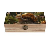 JTKLQBN Grande boîte de rangement en bois avec couvercle et fermoir sur le devant - Motif escargot de dessin animé - Boîte à souvenirs - Boîte à souvenirs - Organiseur de bureau - Boîte cadeau