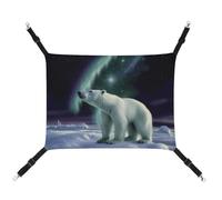 JTKLQBN Hamac à suspendre pour animal domestique 42 x 33 cm, ours polaires, aurores boréales, tapis doux avec sangles réglables, respirant, Hanmock pour chats, furets, petits chiens, lapins