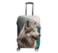 JTKLQBN Housse de bagage anti-rayures amusante avec motif loup, housse de protection lavable, housse de protection élastique pour valise de taille M (55,9 à 61 cm), bagages, loup animal amusant, M,