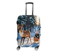 JTKLQBN Housse de bagage anti-rayures avec motif cerf tirant des gens heureux - Housse de protection lavable pour valise élastique, Cerf tirant des gens heureux, S