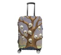 JTKLQBN Housse de bagage anti-rayures avec motif tête de mort, arbre imprimé, housse de protection lavable, housse de protection élastique pour valise de taille L (66 à 71,1 cm), bagages, arbre crâne,