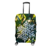 JTKLQBN Housse de bagage anti-rayures - Flocons de neige argentés suspendus de Ivy imprimé - Housse de protection lavable pour valise élastique, Flocons de neige argentés suspendus à partir de lierre,