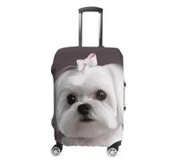 JTKLQBN Housse de bagage anti-rayures - Joli chien maltais imprimé - Housse de protection lavable - Housse de protection élastique pour valise de taille L (66 à 71,1 cm) bagages, joli chien maltais,