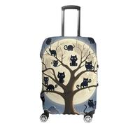 JTKLQBN Housse de bagage anti-rayures motif chat noir pleine lune arbre mort imprimé housse de bagage housse de protection lavable housse de valise élastique protection pour bagages taille bagages,