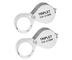 JTKREW Lot de 2 Loupe de Poche, 10x Grossissement Précis pour Bijoux, Géologie, Idéale pour l'inspection de minéraux, pièces, Timbres & Lecture Miniature avec clarté