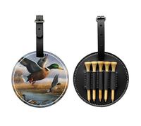 JTKREZ Hunting Flying Wild Ducks by The Lake Support de tee de golf en cuir PU pour golfeur, homme et femme, noir